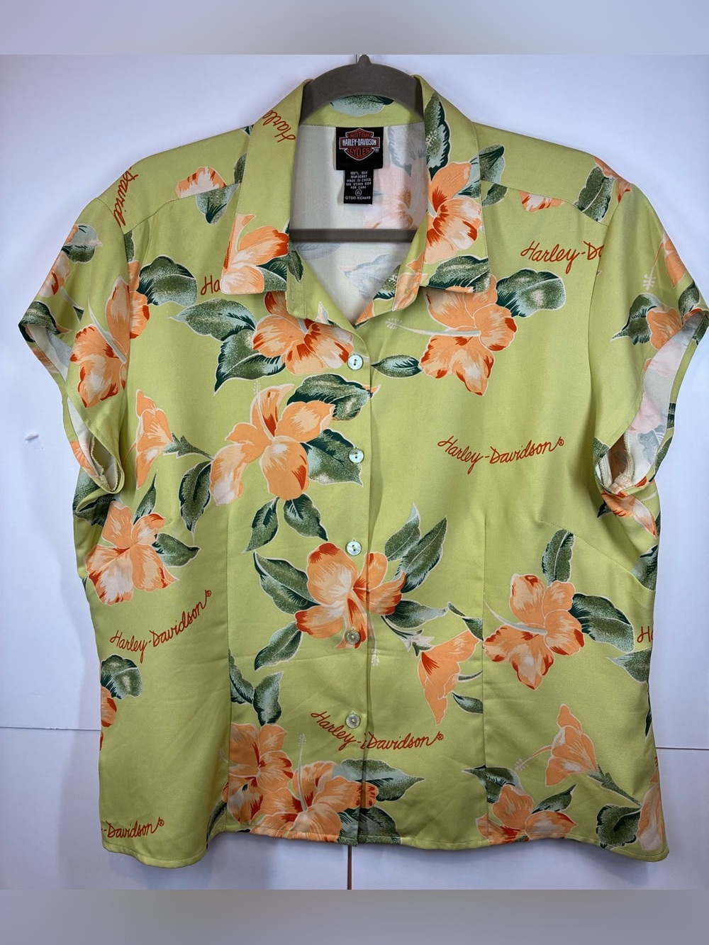 Harley-Davidson by Tori Richard 100% Silk Hawaiian Tropical Women's Floral XL